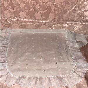 White Apron, Eyelet Fabric Half Apron Ruffles